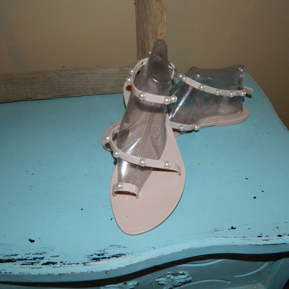 Asos Pearl Jelly Sandals Shoes Size 10